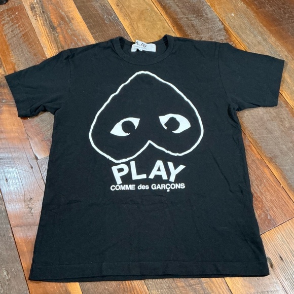 Comme des Garçons PLAY Black Graphic Logo Tee Made in Japan Size L - Picture 4 of 10